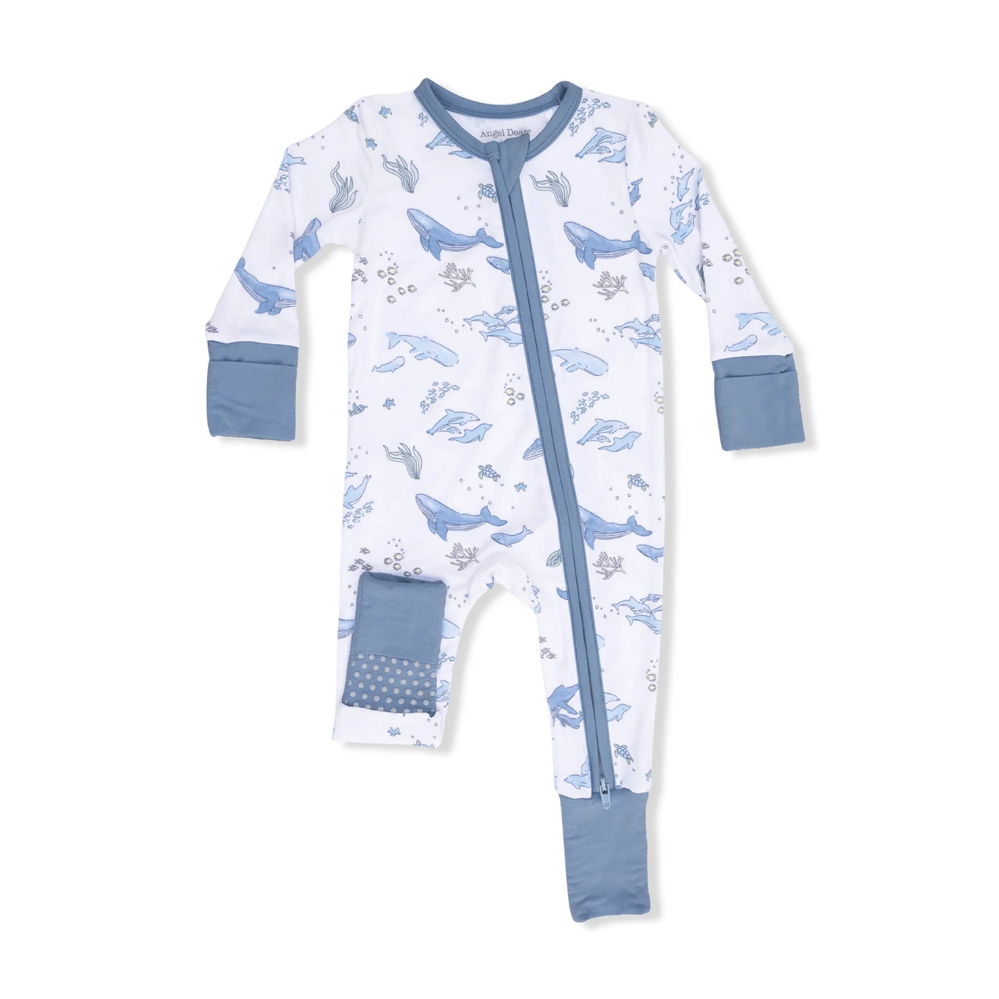 WATERCOLOR BLUE WHALES CONV ROMPER