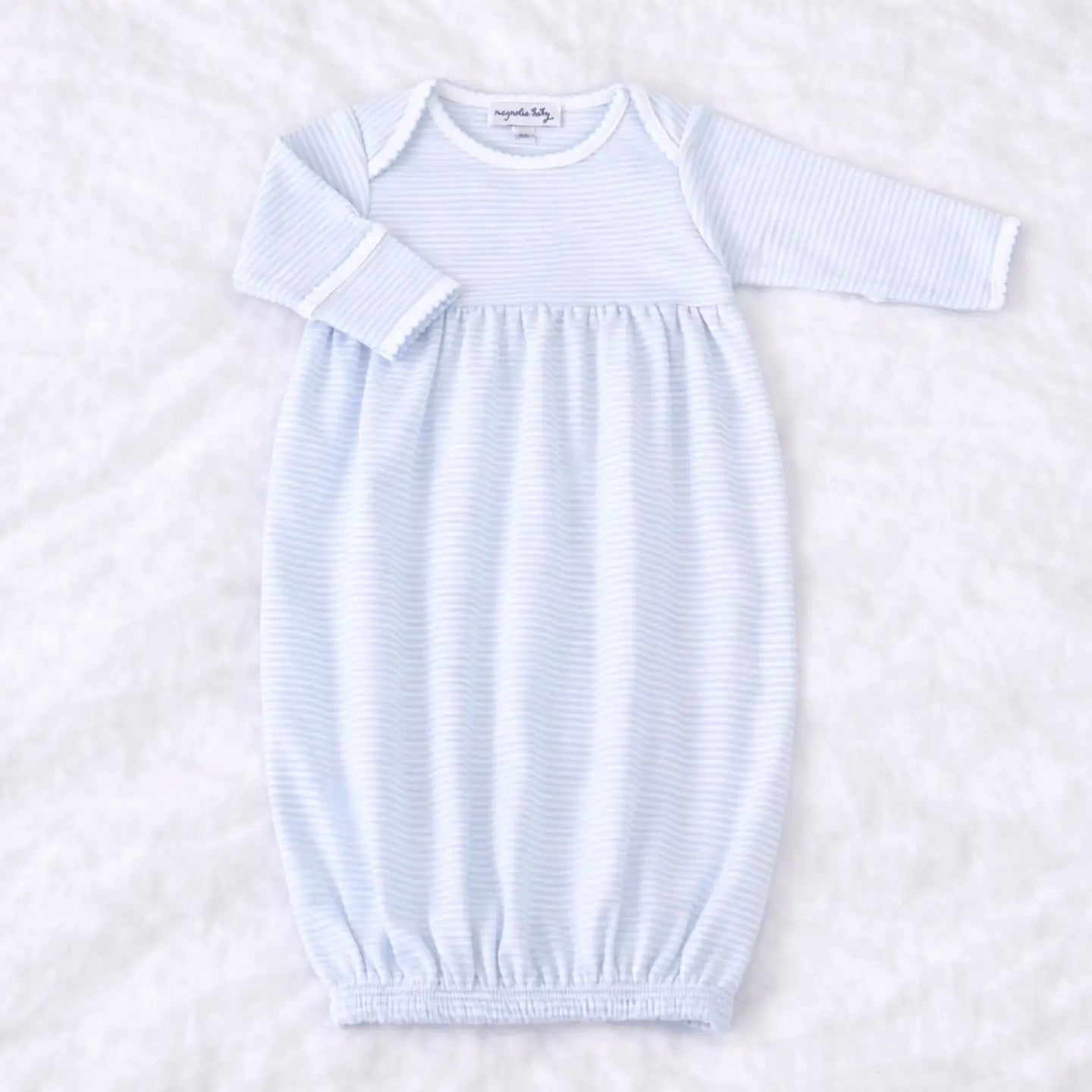 MINI STRIPES GATHERED GOWN LT BLUE