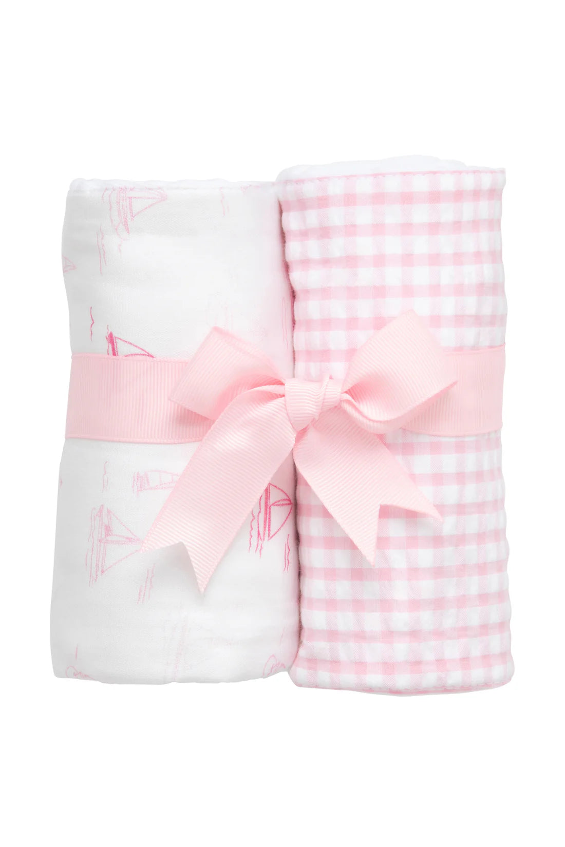 SAILBOAT SET OF TWO BURPS PINK