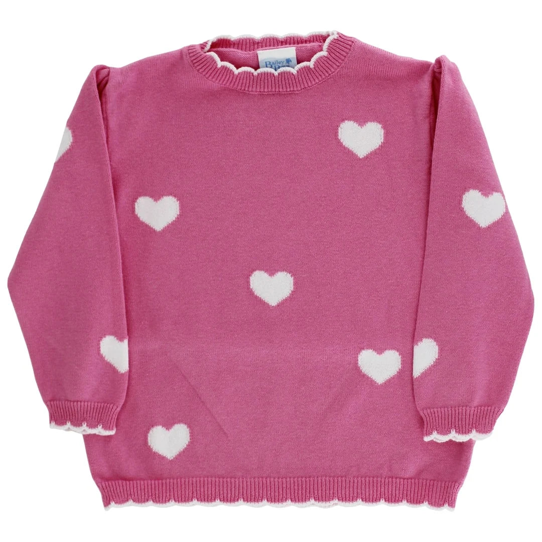 CREW NECK SWEATER HEART PRINT
