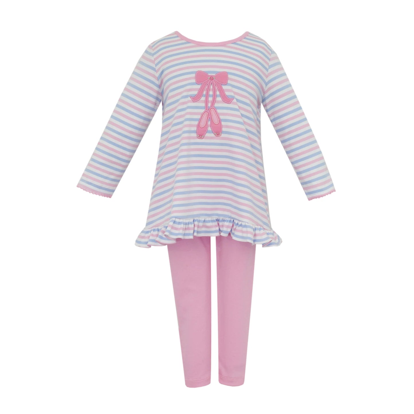 BALLET PINK BLUE STRIPE TUNIC SET