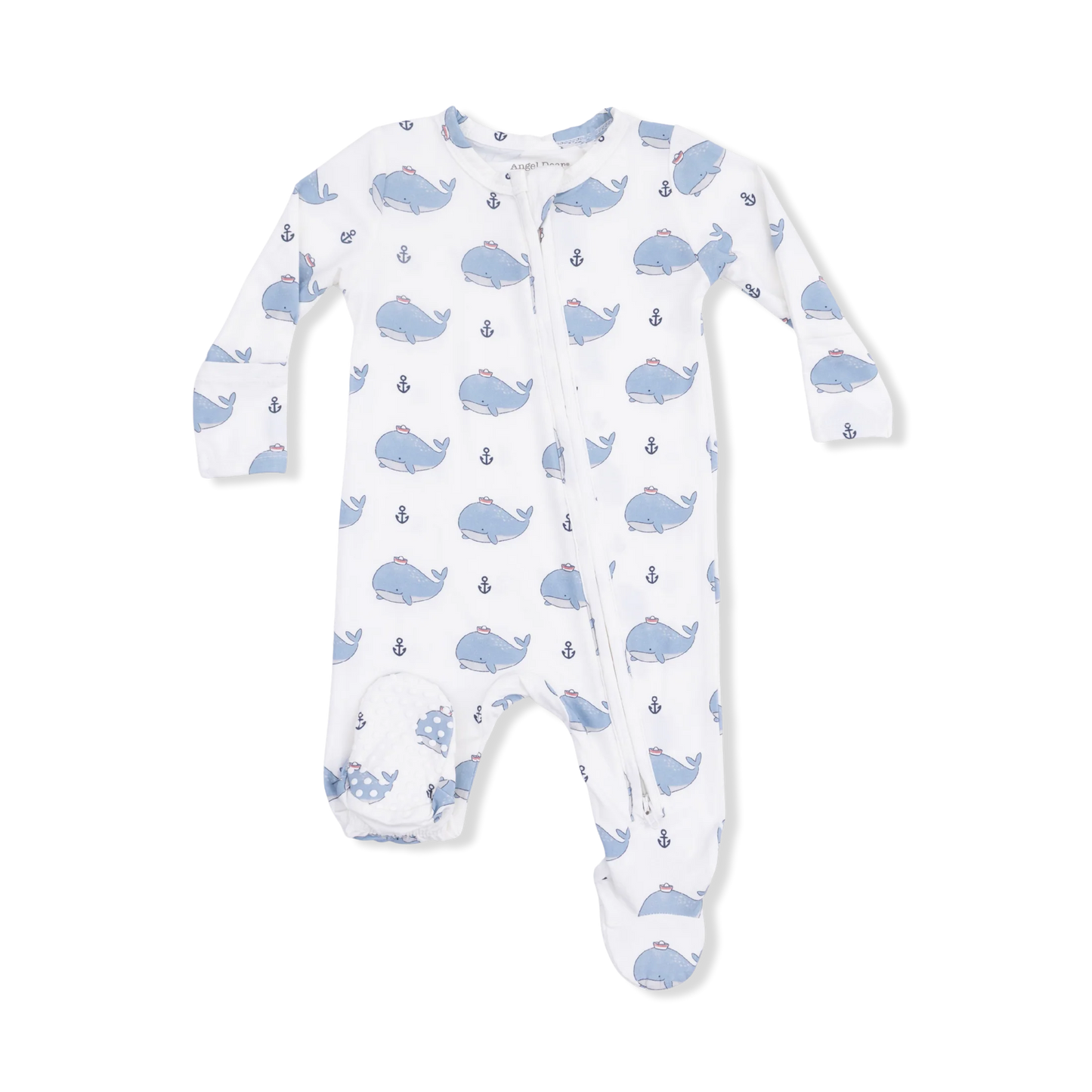 BUBBLY SAILOR WHALES ZIPPER FOOTIE