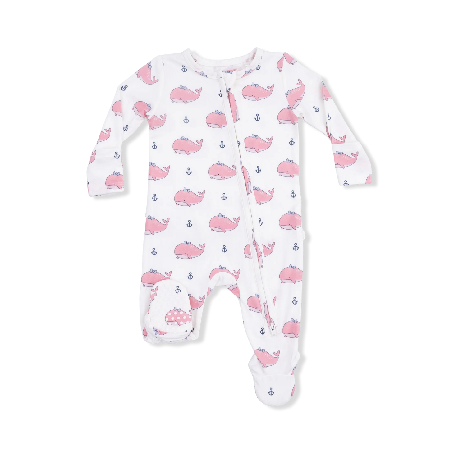 BUBBLY WHALE PINK ZIPPER FOOTIE