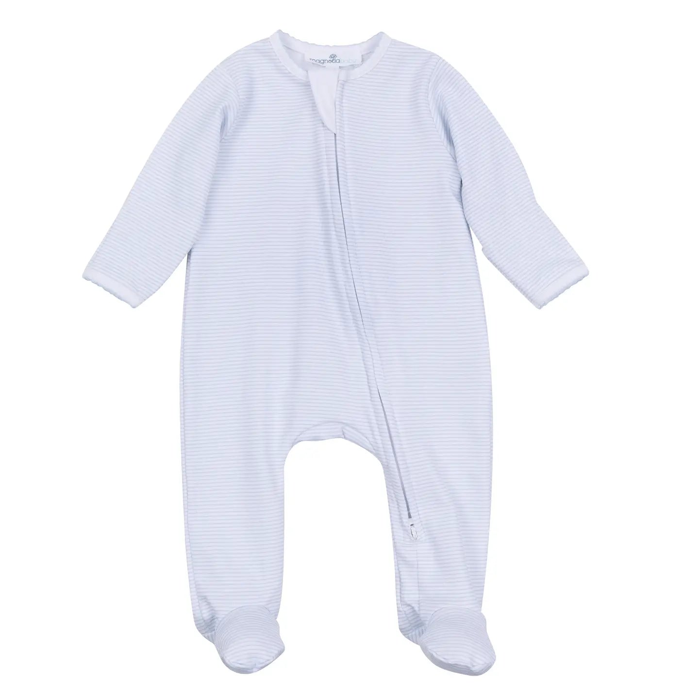 MINI STRIPES ZIP FOOTIE LT BLUE