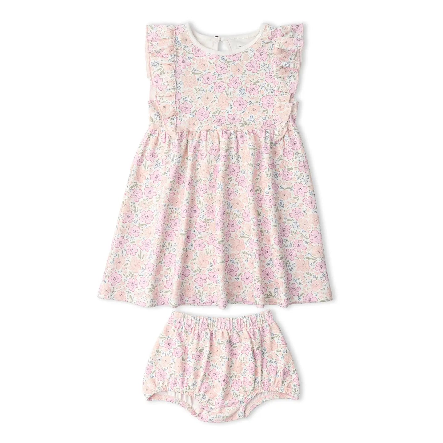 ORGANIC FLUTTER DRESS PEONY