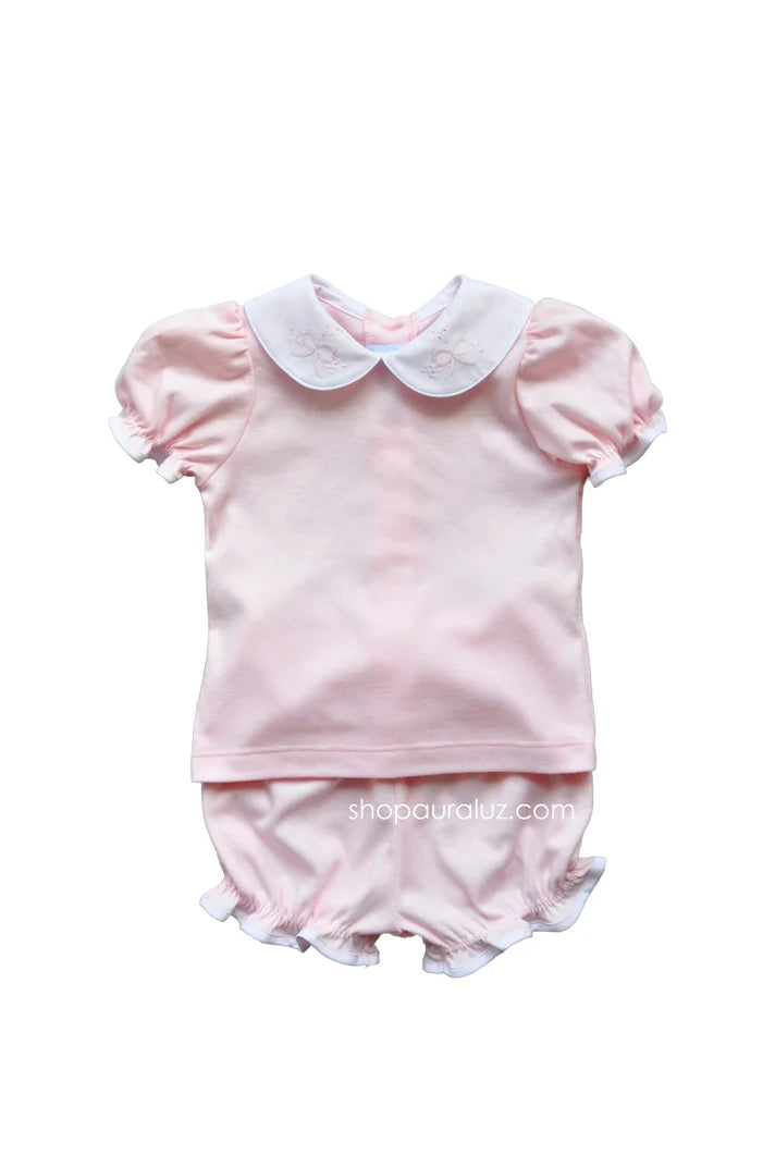 PINK 2PC SET WITH BOW COLLAR