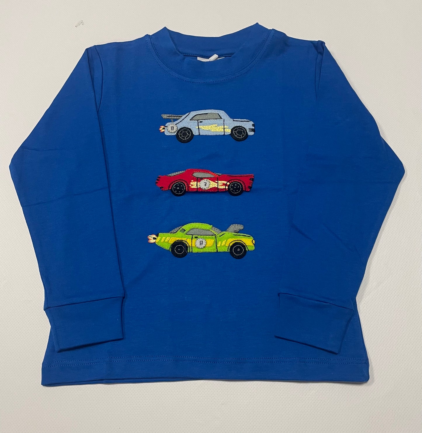 BLUE RACING CARS CREWNECK TEE