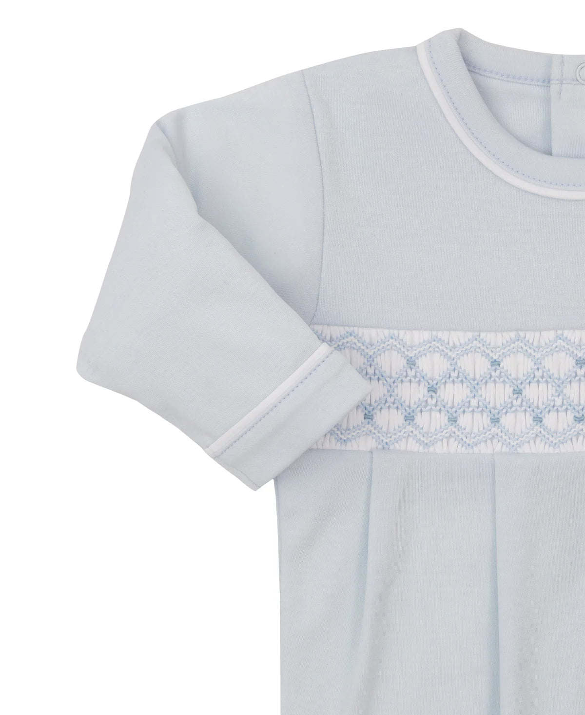 BLUE HANDSMOCKED FOOTIE