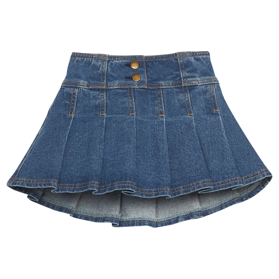 PLEATED MINI SKIRT DENIM