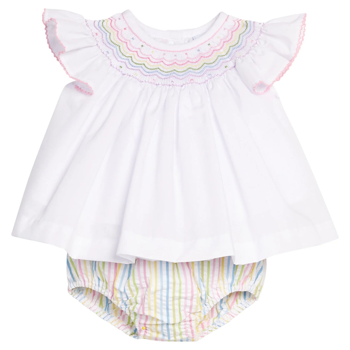 RAINBOW SMOCKED BISHOP DIAPER SET