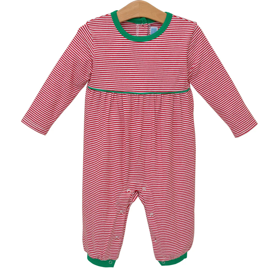 BENNETT ROMPER RED/GREEN STRIPE