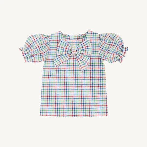SS BEATRICE BOW BLOUSE WINDOWPANE