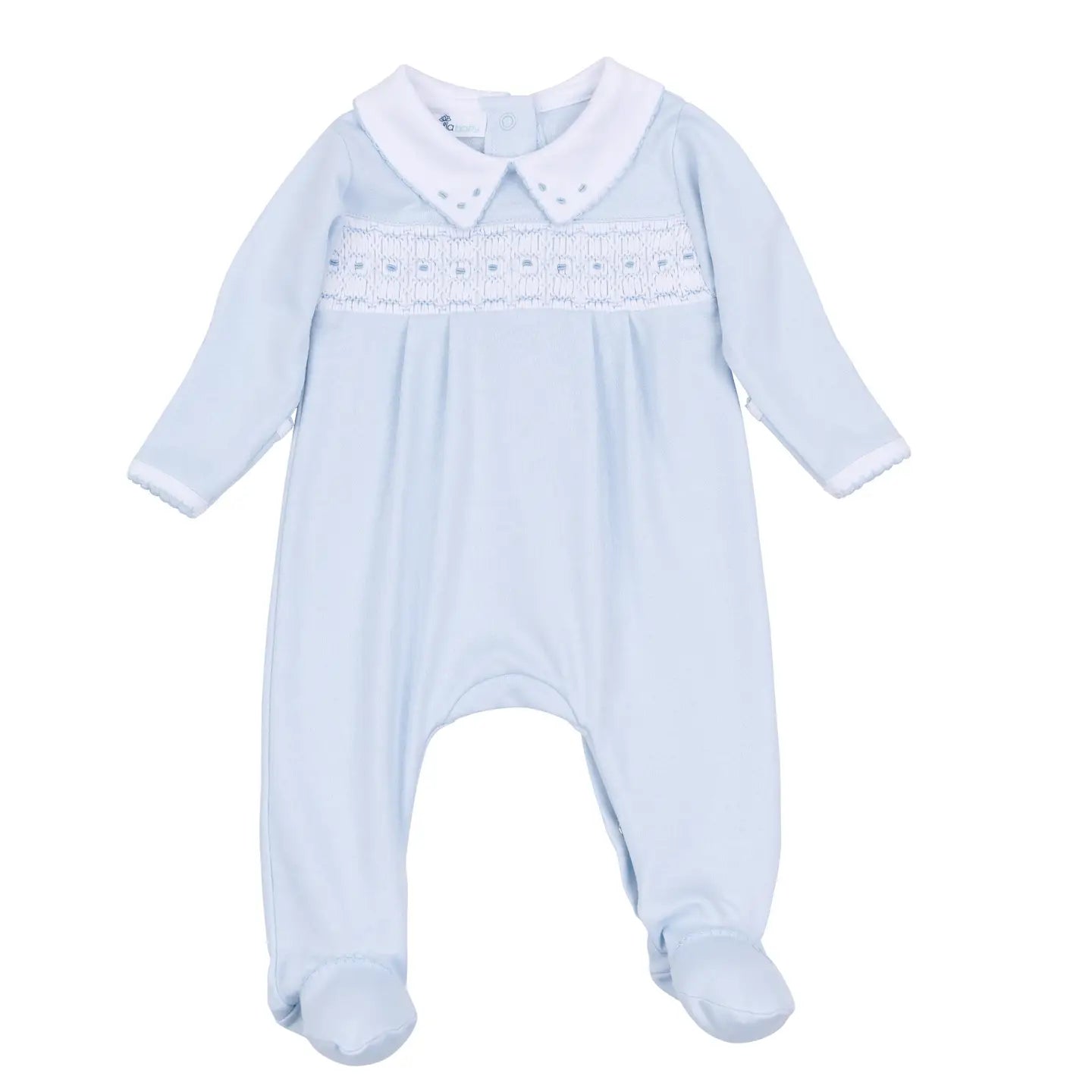 LANDRY SMOCKED FOOTIE LT BLUE