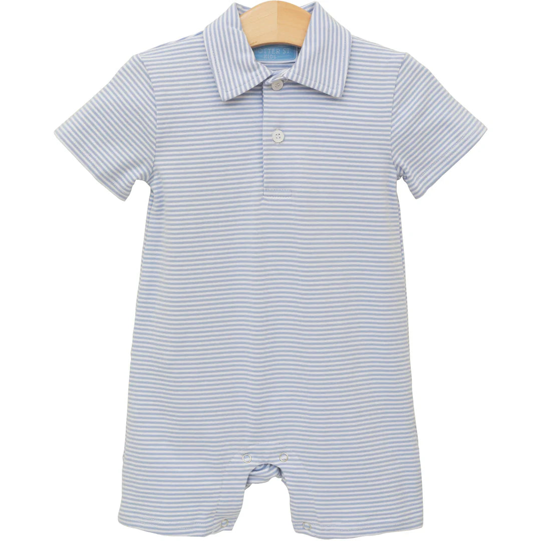 HENRY POLO ROMPER DUSTY BLUE STRIPE