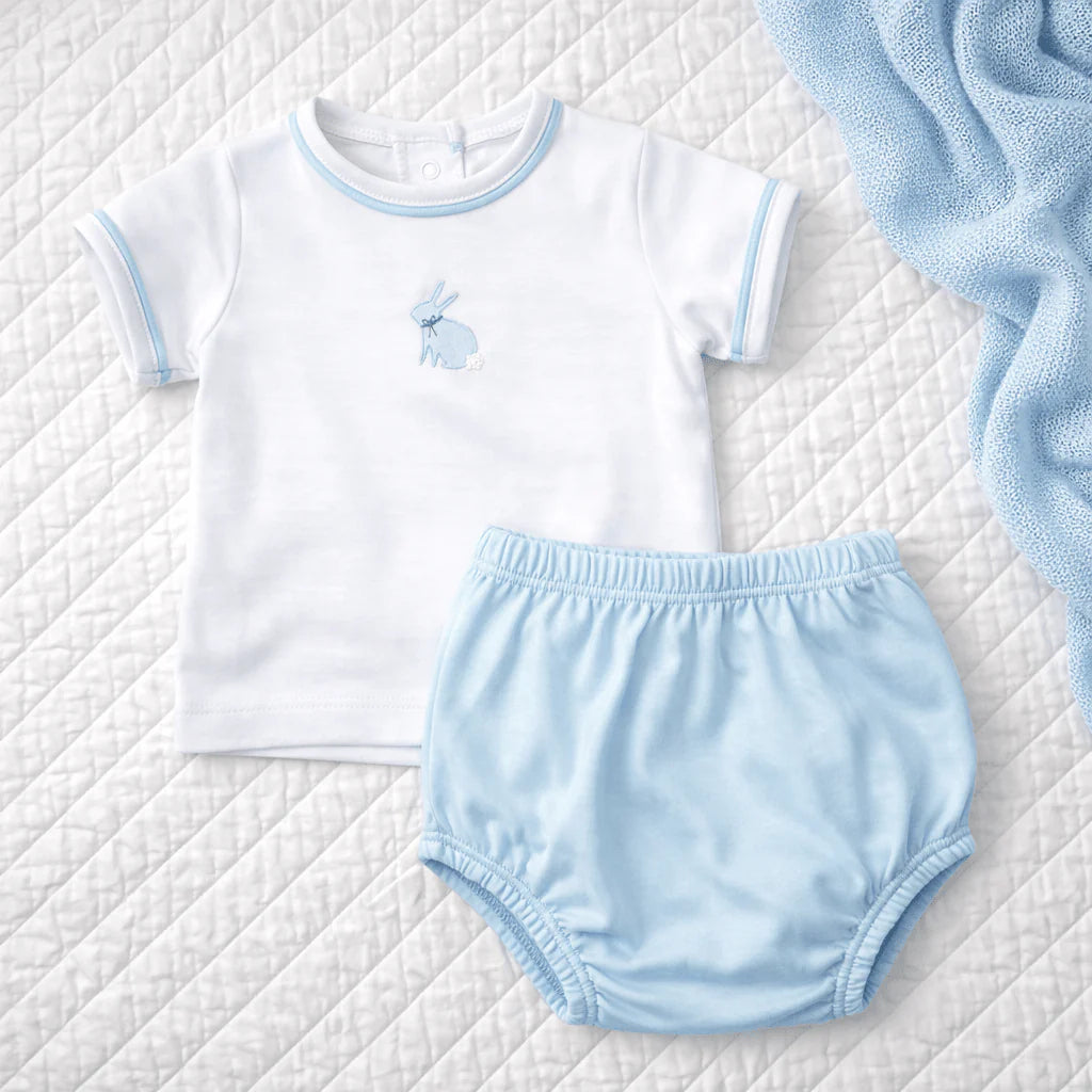 BLUE LEAPING BUNNIES DIAPER COVER SET