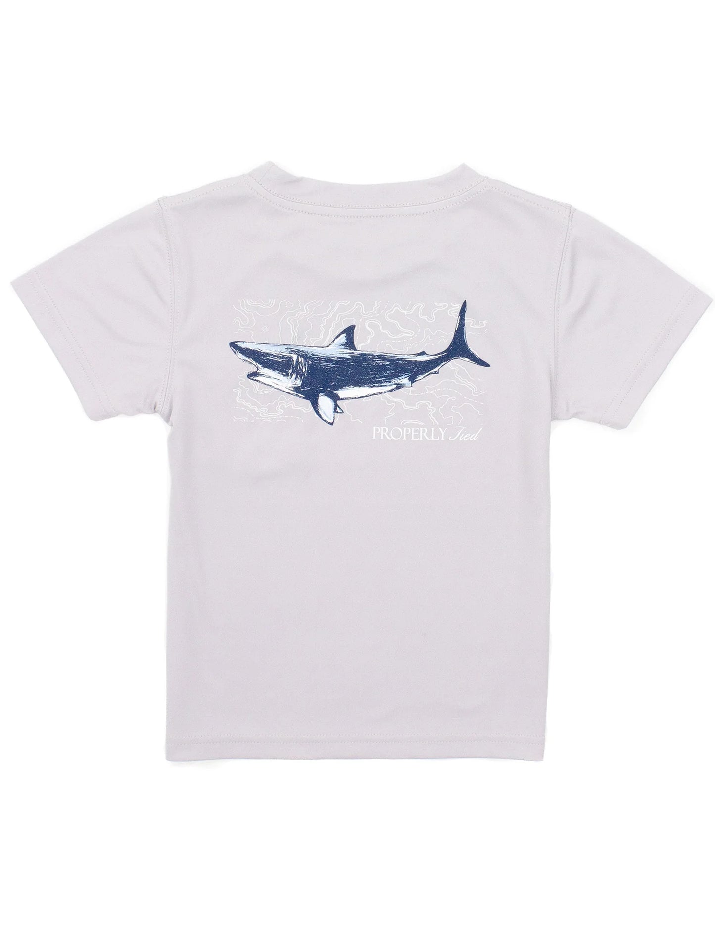 PERF TEE SS TOPO SHARK ICE GREY