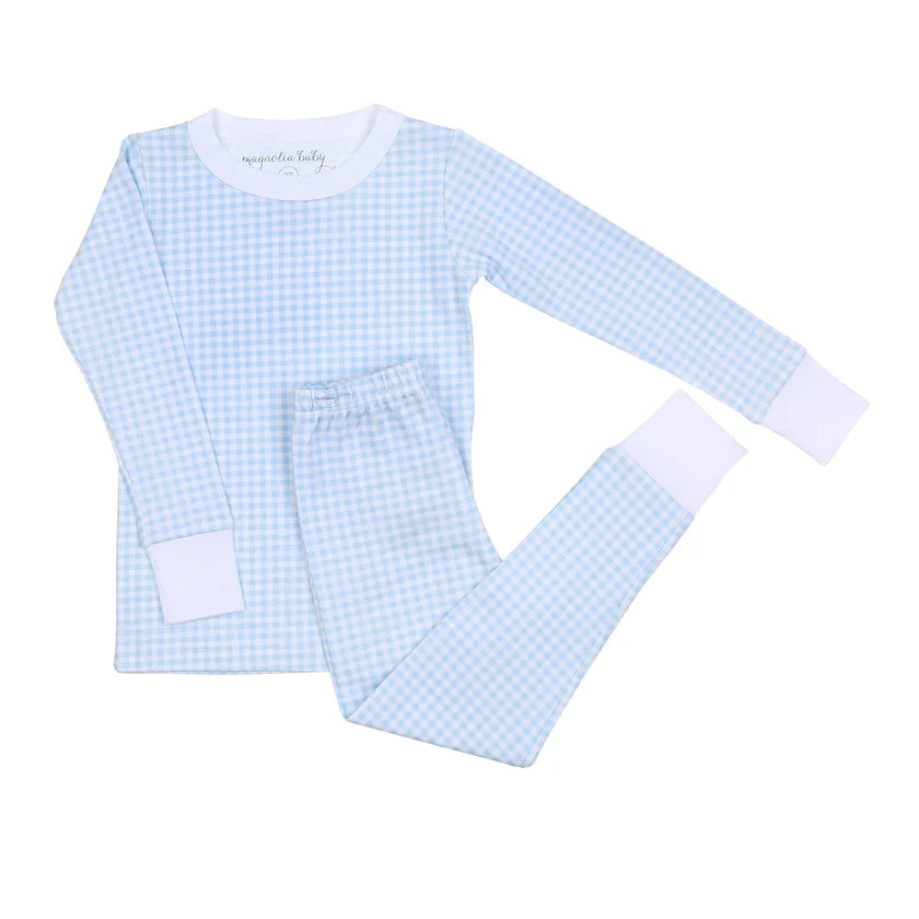 MINI CHECK BLUE LONG PJS