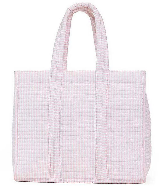 QUILTED GOGO TOTE PIMLICO PINK STRIPE