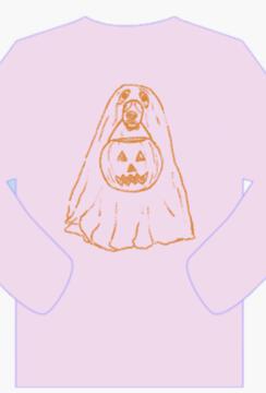 Halloween Ghost Puppy Dog Long Sleeve- Pink