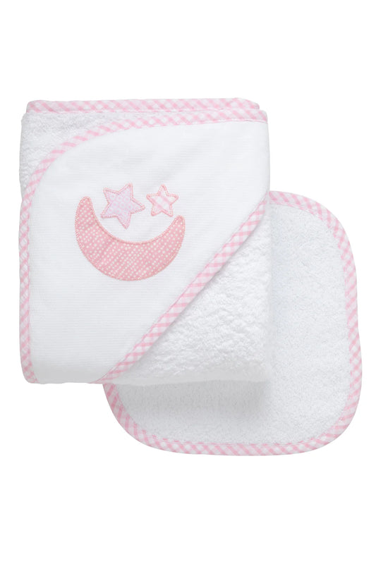 LULLABY APPLIQUE HOODED TOWEL/WASH SET