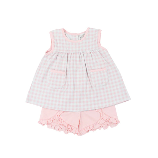 GINGHAM PINK SHORT SET