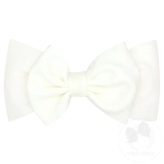 Solid Textured Band w/Large Bowtie - Off White