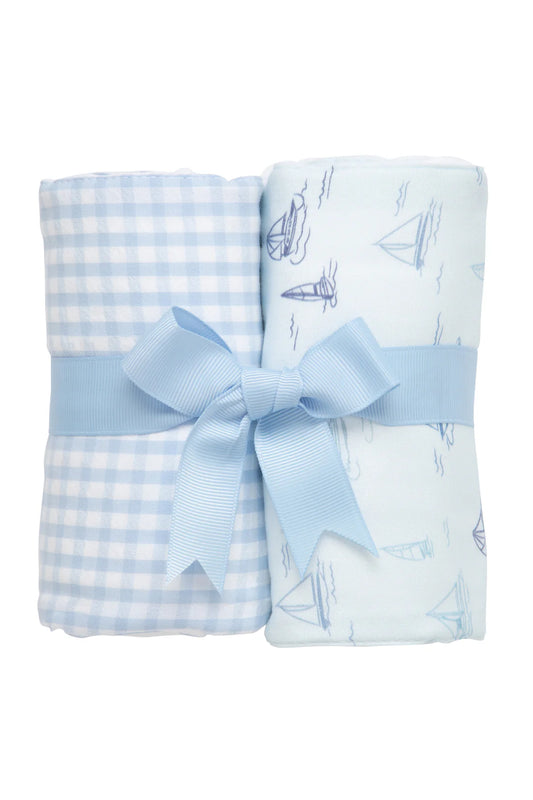 BLUE SAILBOAT SET OF 2 BURPS