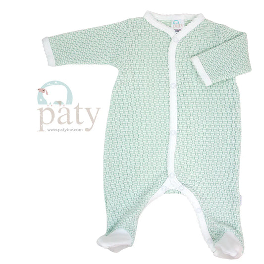 FOOTIE WITH PIMA TRIM MINT/WHITE