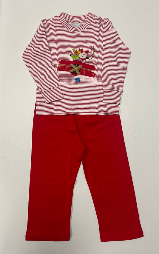 ZOOMING AIRPLANE SANTA SHIRT SET