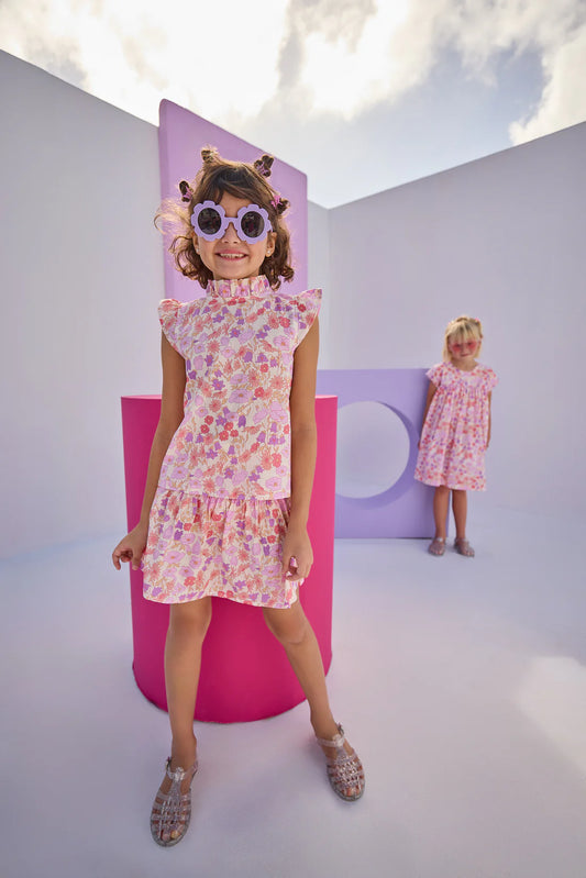 SHIRRED CIRCLE SKIRT LISLE LAV