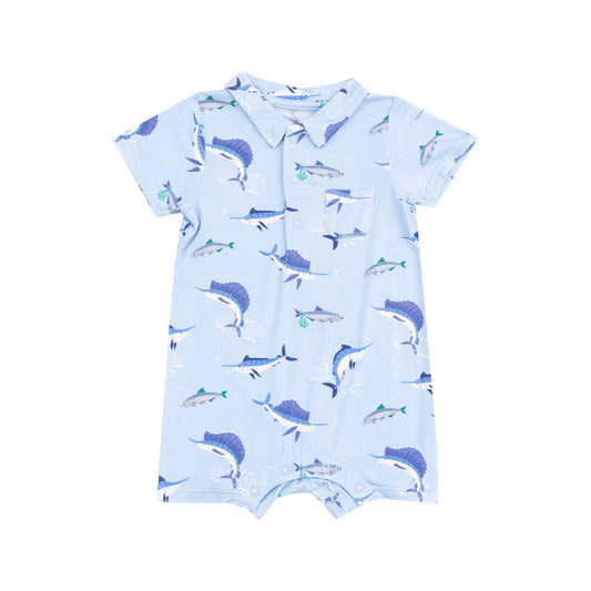 DEEP SEA FISHING BLUE POLO SHORTIE