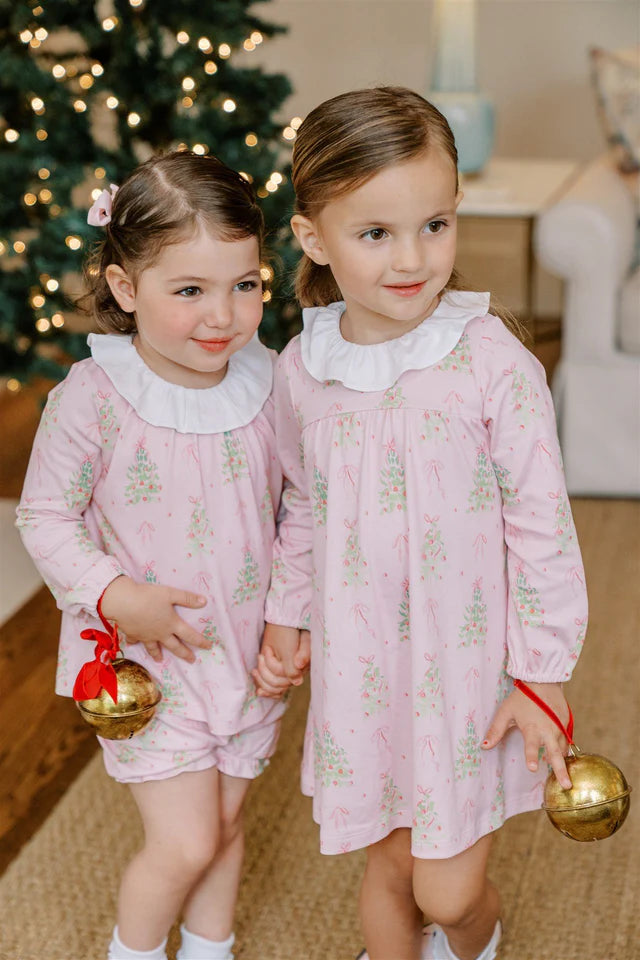 PINK TINSEL LS DRESS