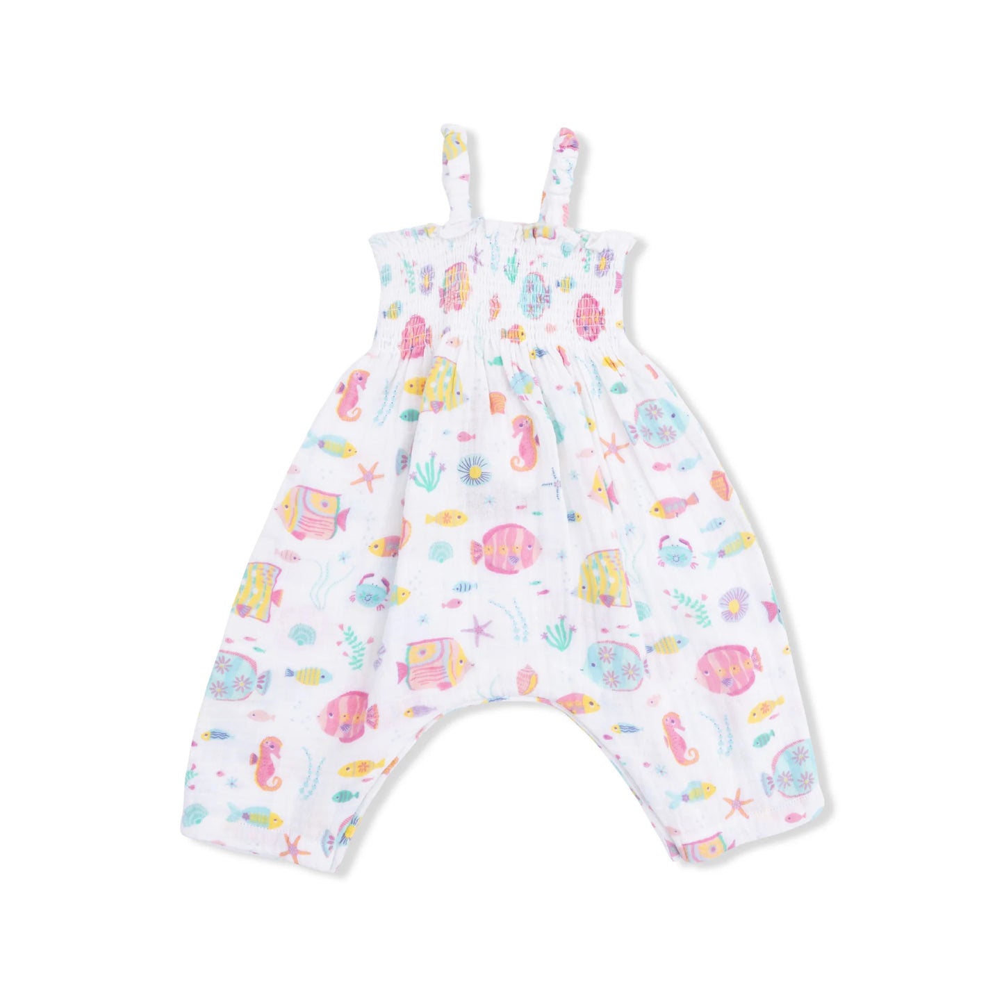 SUNNY CORAL REEF FISH SMOCKED ROMPER
