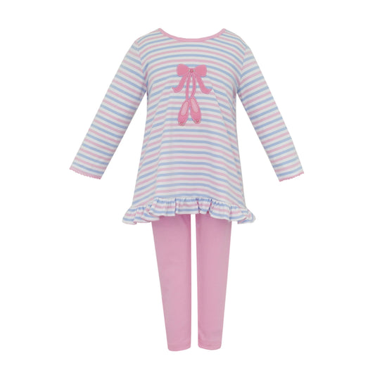 BALLET PINK BLUE STRIPE TUNIC SET