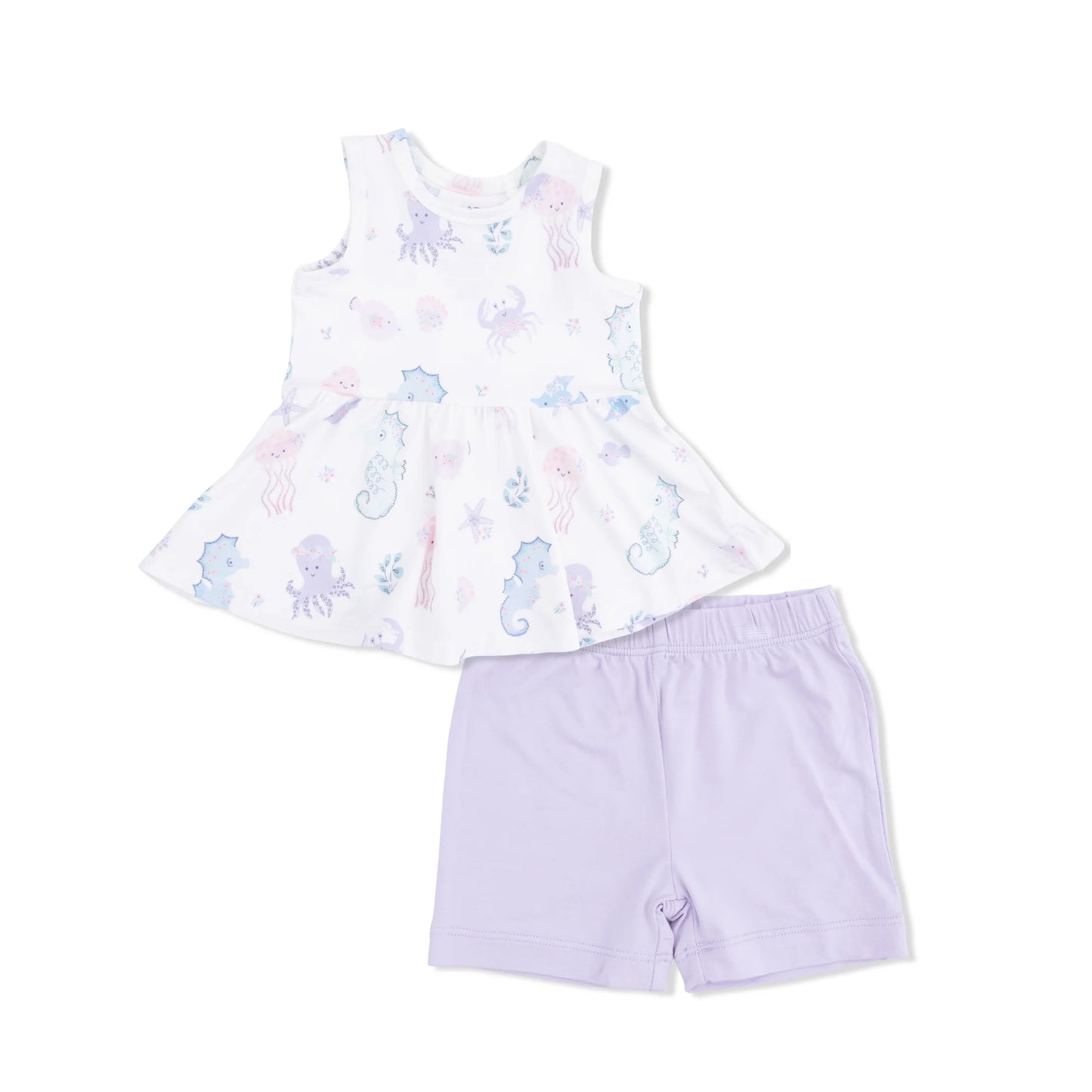 FLORAL SEA CREATURES PEPLUM SET