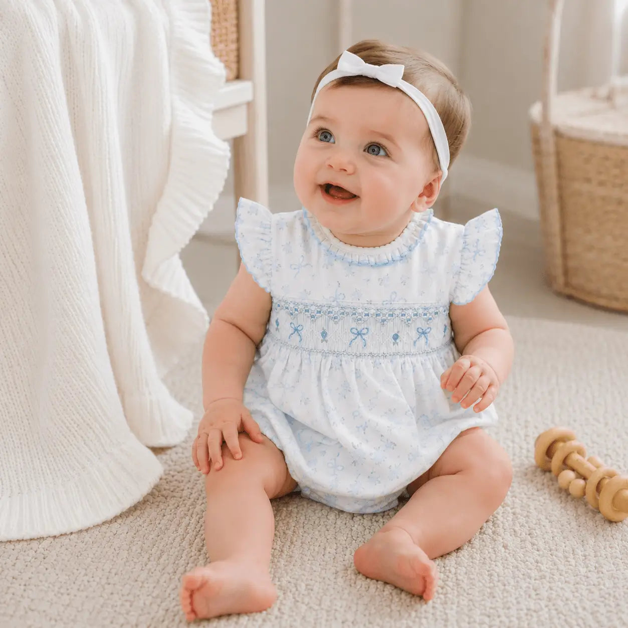 ELOISE CLASSICS SMOCKED BUBBLE SKY BLUE