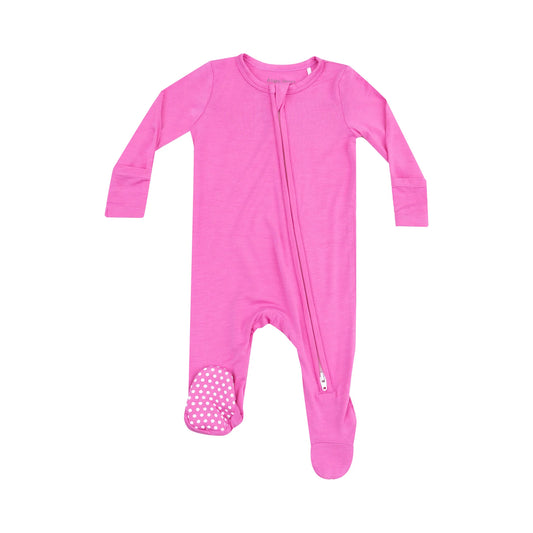 SOLID STRAWBERRY MOON ZIPPER FOOTIE