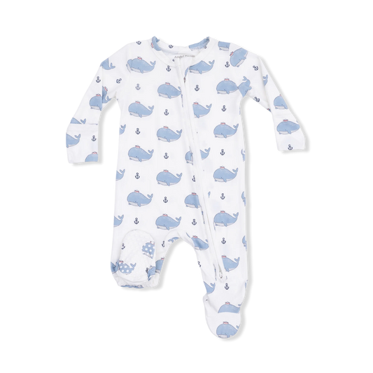 BUBBLY SAILOR WHALES ZIPPER FOOTIE
