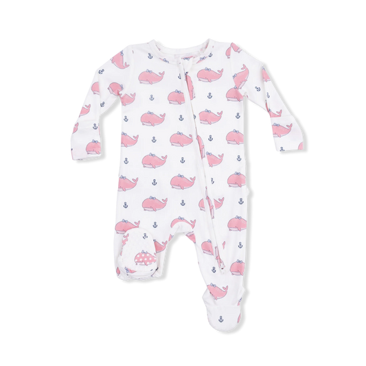 BUBBLY WHALE PINK ZIPPER FOOTIE
