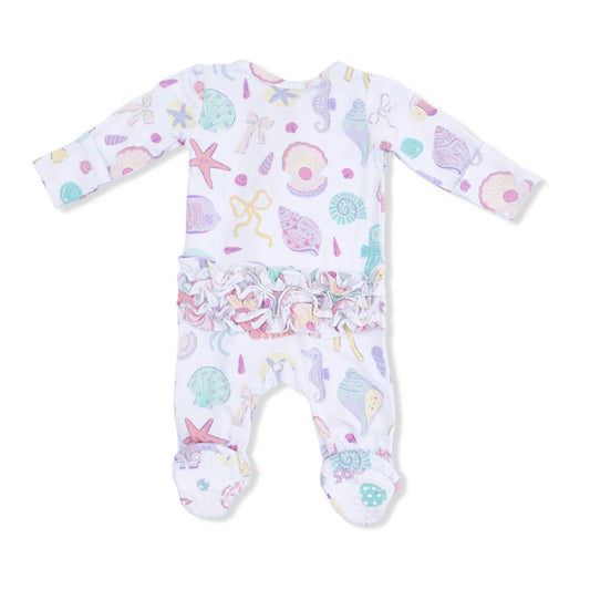 BEACH DAYS RUFFLE ZIPPER FOOTIE