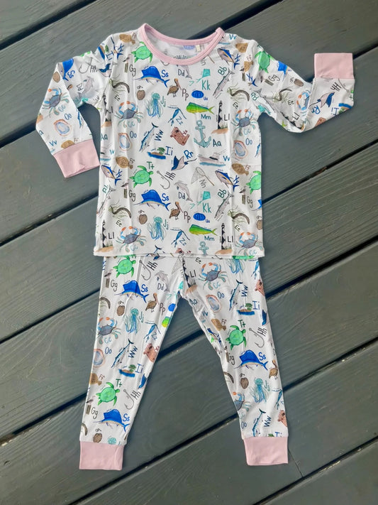 COASTAL ABCS PINK PANT SET