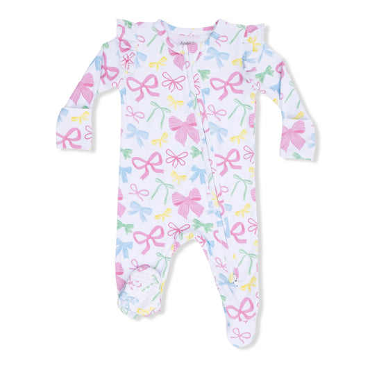 SWEET BOWS RUFFLE ZIPPER FOOTIE
