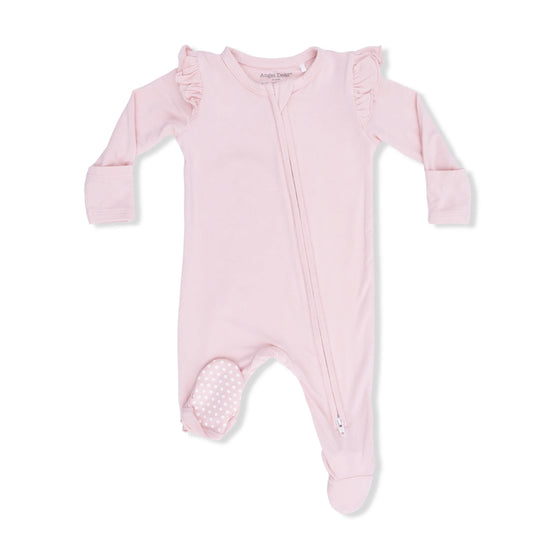 SOLID LOTUS RUFFLE ZIPPER FOOTIE