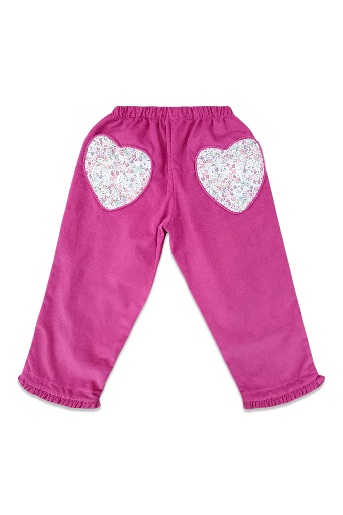 RUFFLE ON PANT ASTER FLORAL HOT PINK CORD