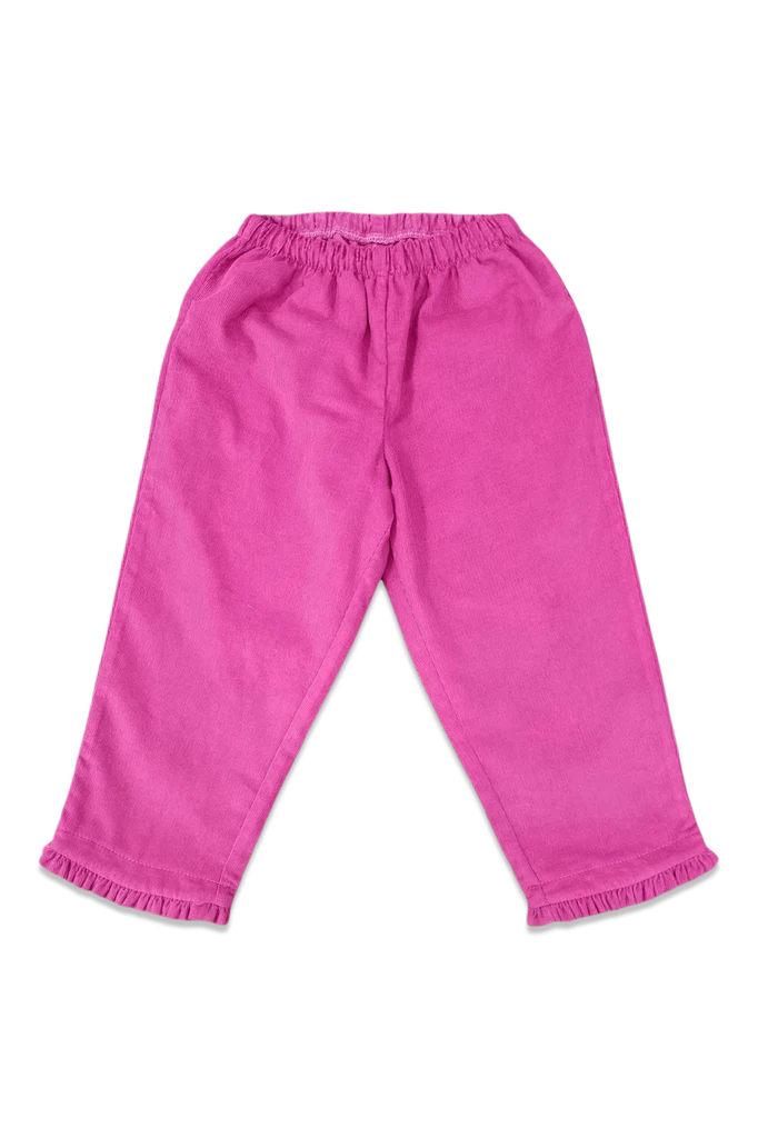 RUFFLE ON PANT ASTER FLORAL HOT PINK CORD