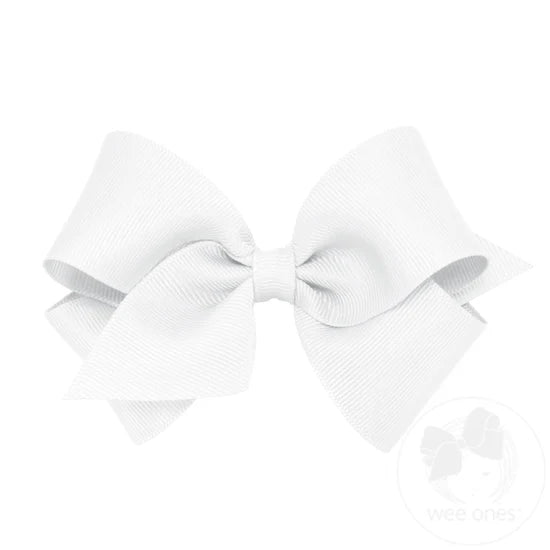 Small Grosgrain Basic Bow - White