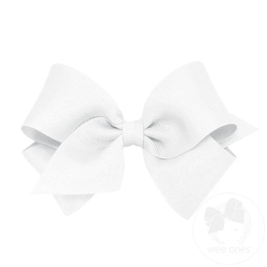 Small Grosgrain Basic Bow - White