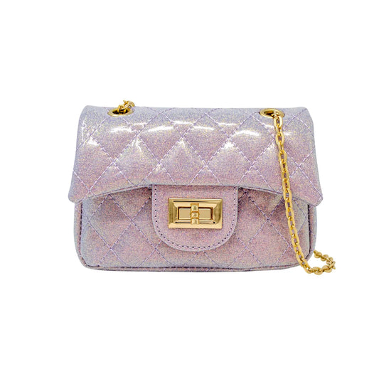 CLASSIC QUILTED BABY PURPLE SPARKLE BAG
