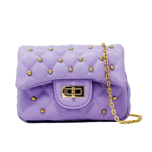CLASSIC QUILTED STUD BAG PURPLE
