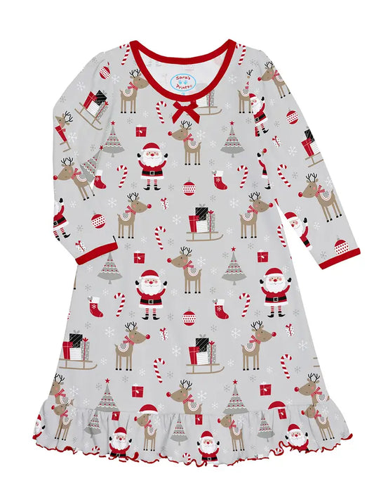 Christmas Icon Whirl-And-Twirl Long-Sleeve Nightgown